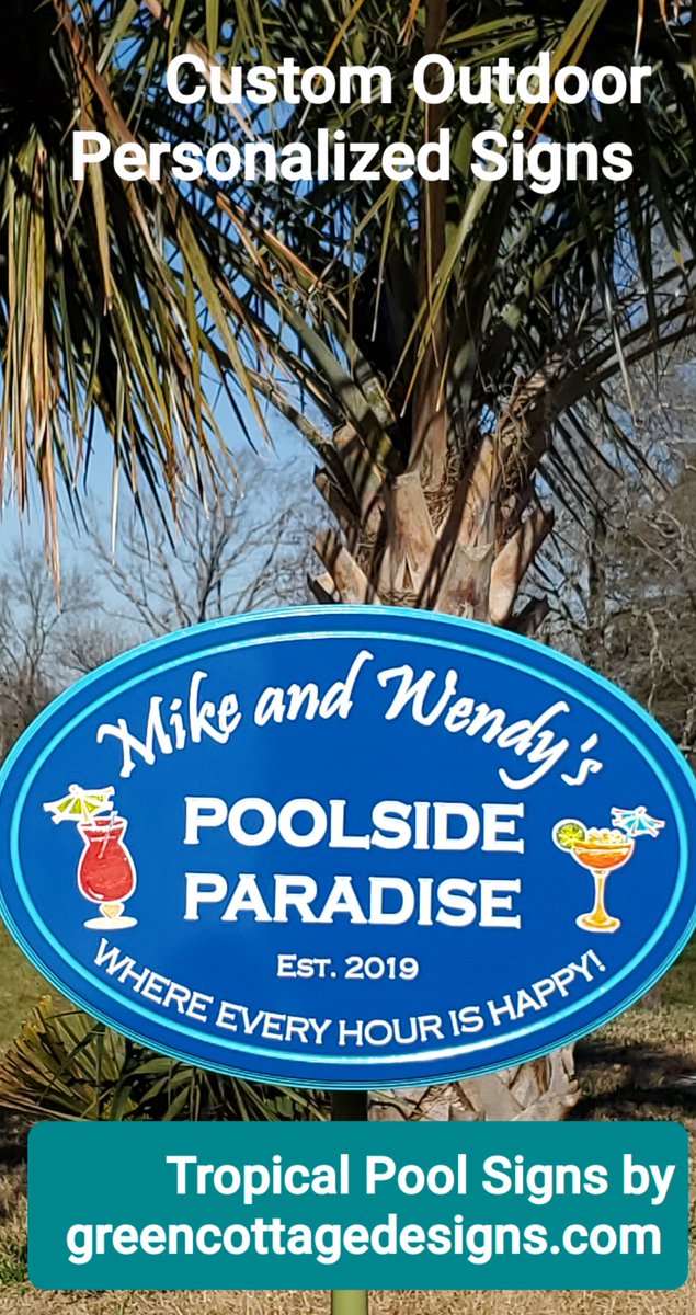 cottage_green's tweet image. Pool Signs Tiki Bar Oasis Patio Outdoor Living Decor Sign by greencottagedesigns.com Solid All Weather Resort Quality Custom Signs Made in the USA! #poolsign #swimmingpool #swimmingpoolsign #outdoorsign