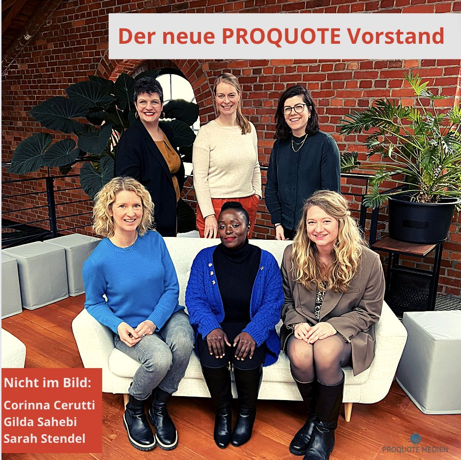 EXCITING NEWS: #ProQuoteMedien jetzt zu 9t! 

Der bisher größte ProQuote Vorstand in der Vereinsgeschichte! Und der mitgliederstärkste. 222! ✨
Volle Kraft voraus mit (v.l.n.r.) <a href="/RebekkaGorges/">Rebekka Gorges</a>, <a href="/Kathrin_Werner/">Kathrin Werner</a>, <a href="/liskejaax/">Liske Jaax</a>, <a href="/EHeitkmper/">Edith Heitkämper</a>, <a href="/sanyumabel/">Ann Mabel Sanyu</a>, <a href="/KatharinaPreuth/">Katharina Preuth</a>..1/2