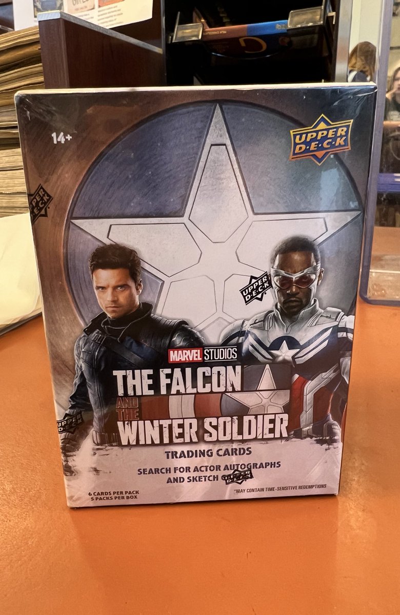 maxiekat's tweet image. We got Falcon and the Winter Soldier trading cards in at my B&amp;amp;N (not sure if every store will be getting them) 

I have resisted buying them because, even with my employee discount, it’s a bit much for something I definitely don’t need lol. #fatws