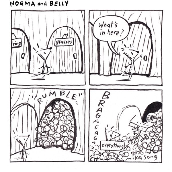 Have you cleaned your closets lately? 🌰🌰🌰👓🌰🌰🌰

🎨: <a href="/mikasongdraws/">Mika Song (mee-ka) she/her</a> 

Get a bunch of comics in your inbox every Sunday! 
sundayhaha.com