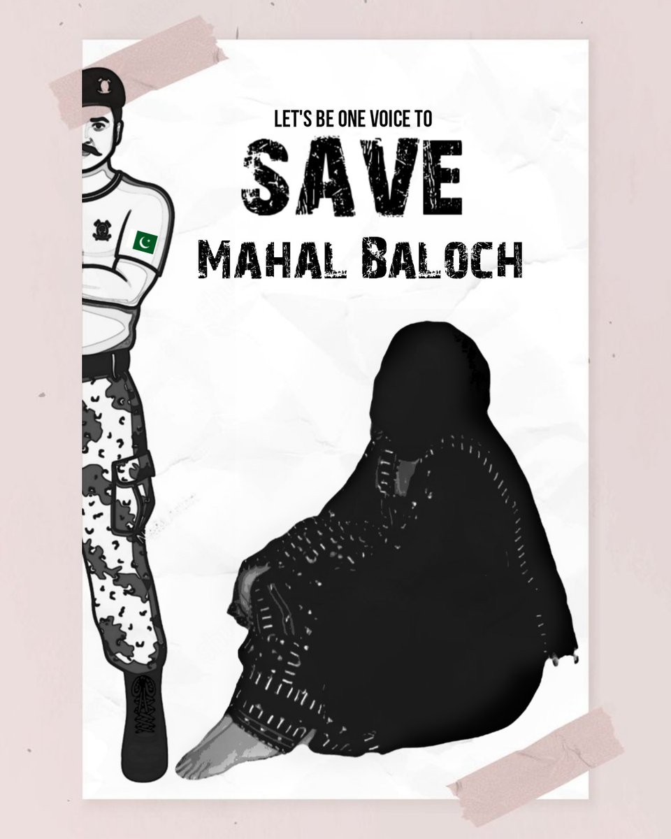 Jam__Baloch's tweet photo. Let's be one voice to save Mahal Baloch.

#ReleaseMahalBaloch https://t.co/usyo8vWqui