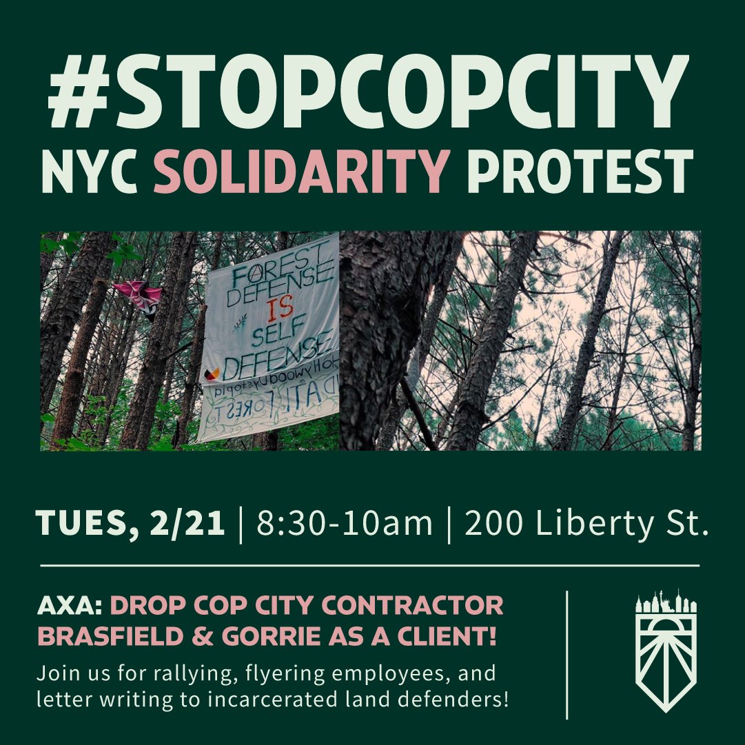 🌲 Forest defense is self defense. We know that our future depends on protecting old growth forests, as well as resisting an increasingly fascist police state. Join us Tuesday, 2/21, along with <a href="/nychange/">New York Communities for Change</a>, <a href="/XR_NYC/">Extinction Rebellion NYC 🌎</a>, + more to express solidarity with the Atlanta Forest Defenders.