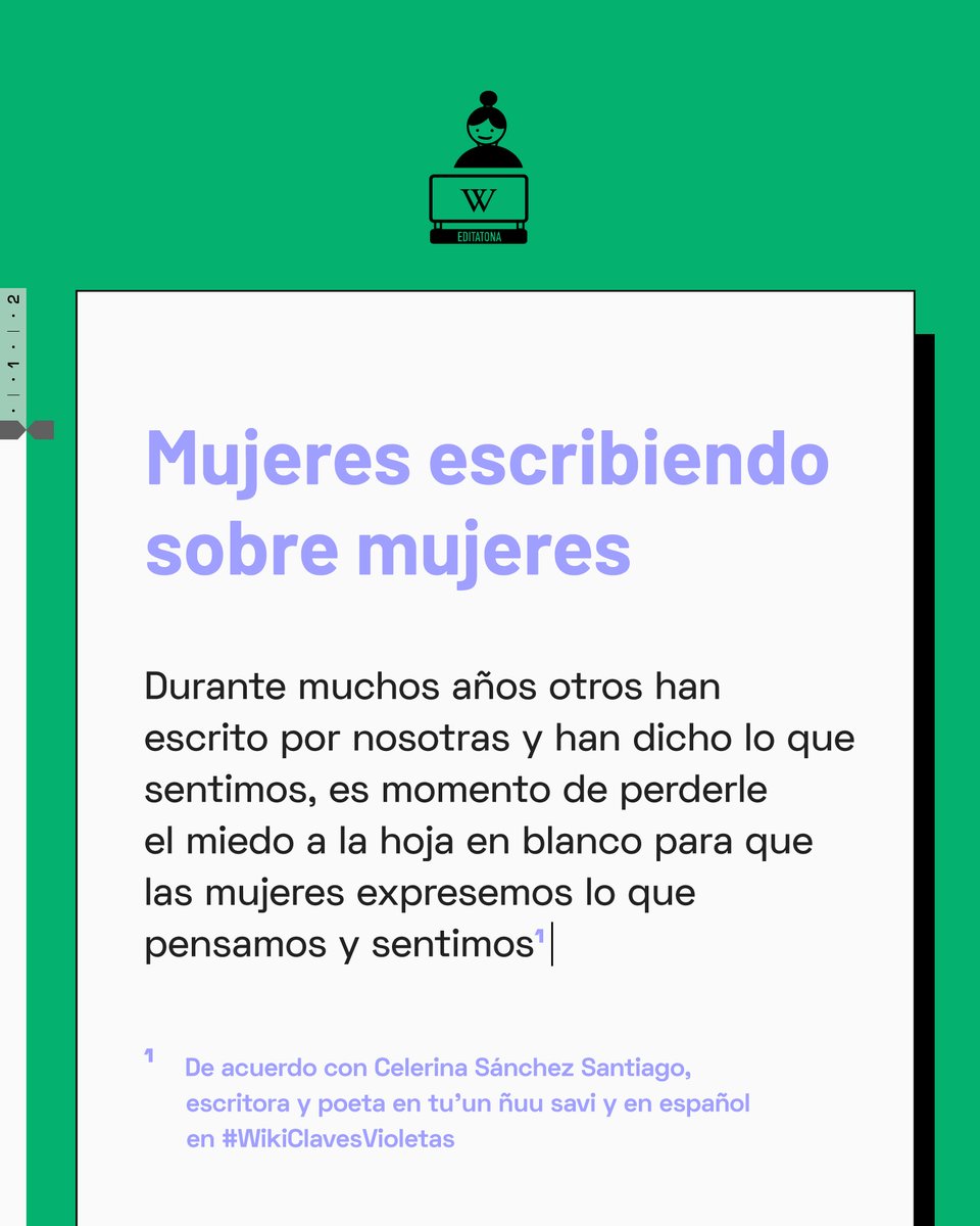 editatona's tweet photo. Durante décadas la escritura ha sido un acto negado para las mujeres, principalmente para mujeres racializadas y empobrecidas, por eso escribir en plataformas como Wikipedia sobre nuestra historia es un acto de rebeldía. ✨Mujeres escribiendo sobre mujeres✨. https://t.co/uY0Zz1U5PR