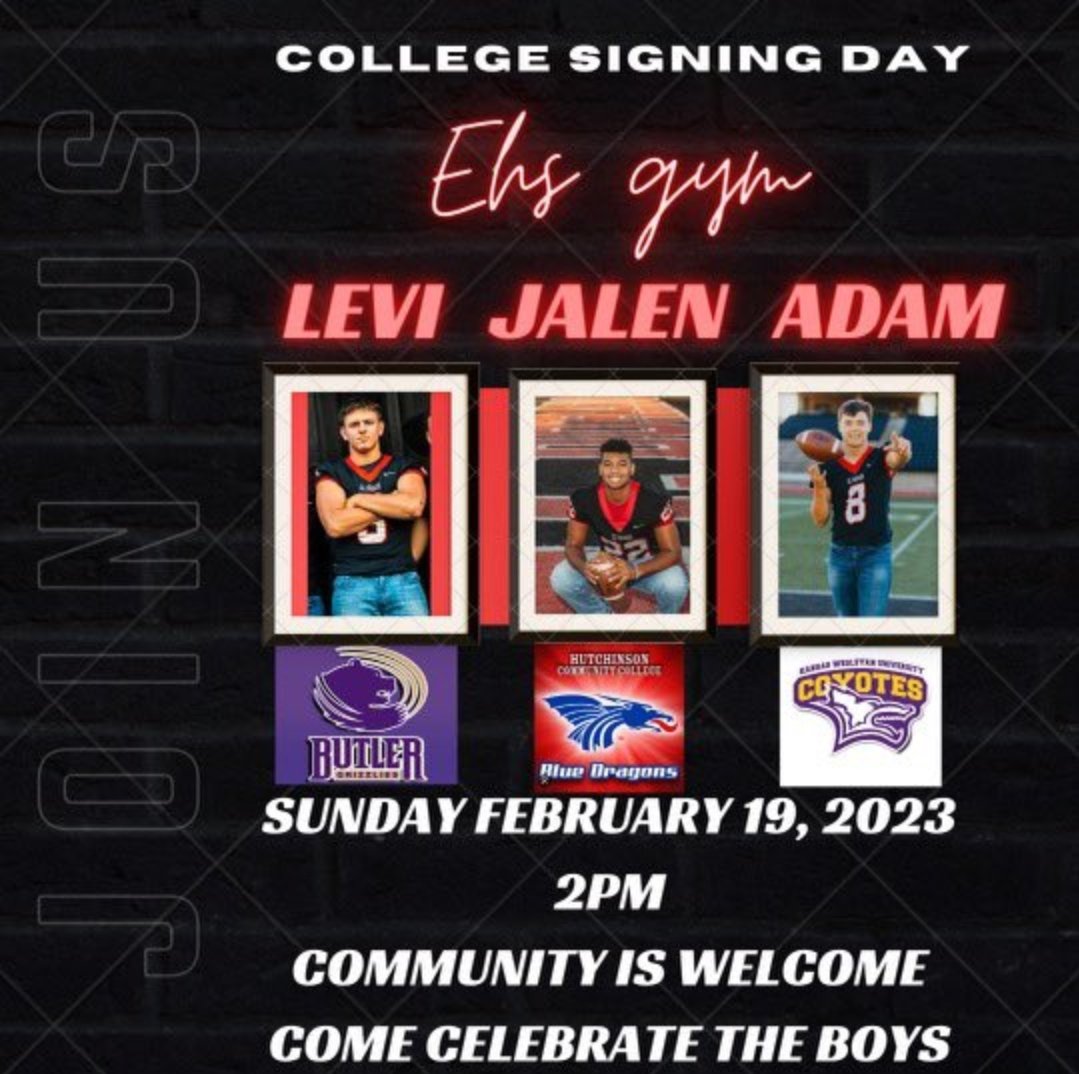 Come celebrate @LeviWittenberg @Jalen_Rice1422 @adam_cavallaro in signing to continue their academic and playing careers at the next level! Visitors come through the back door by the weight room!