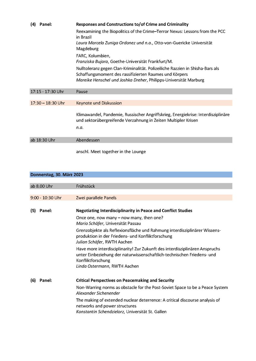 JungeAFK's tweet photo. Our program for this year´s conference stands! We are excited to welcome all of our contributors to Berlin March 29th-30th!! Please do share within your relevant networks and follow the link to sign up: https://t.co/zp18NKlSAJ 🙏🏽😎 #PeaceAndConflict #Research #JuniorResearchers https://t.co/siESr1P3V1