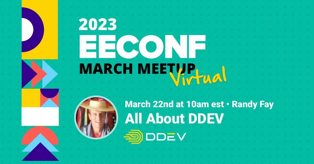 EE_CONF's tweet photo. Join the EEConf team for the March ExpressionEngine Community Meetup as Randy Fay (Maintainer of DDEV) helps us understand how to set up DDEV for local ExpressionEngine development. 

March 22nd at 10am
https://t.co/sVU7DUfpBs https://t.co/J5iCNIkk2E
