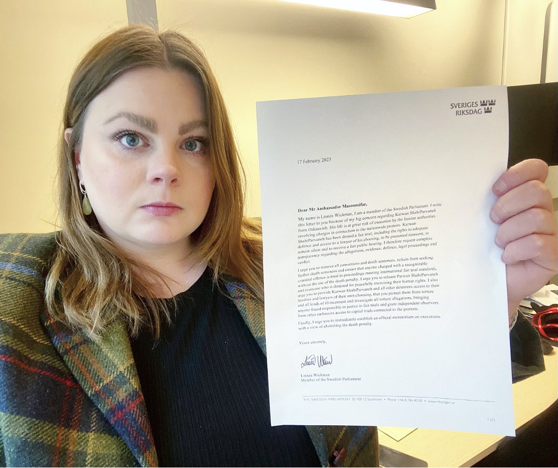 This week I sent my second letter to the Iranian embassy in Sweden demanding the release of Karwan ShahiParvaneh and all political prisoners. The executions must stop and I call for complete transparency about Karwans case. #KarwanShahiPavaneh #Karwan_Shahi_Parvaneh #Iran