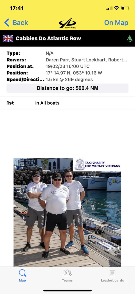 journeymanstev1's tweet photo. 500 NM left for @cabbiesdokili1 👏🏻👏🏻👏🏻👏🏻 #rowtheatlantic #londoncabbies https://t.co/WawVhAZKQi
