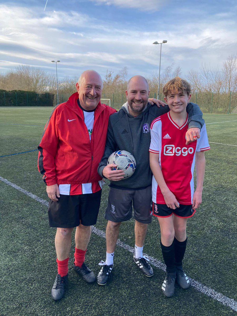 njbray1980's tweet photo. Three generations playing football together. ⚽️💜 #football #grassrootsfootball #family #grassroots @Weltonfootball @Teamgrassroots_ #teambray #kickabout https://t.co/AL3fbodfEy