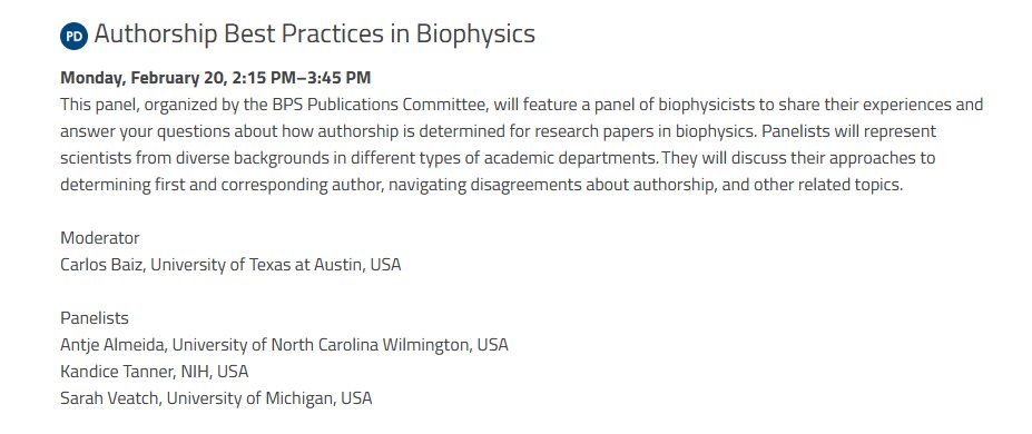 Carlos Baiz (@crbaiz) on Twitter photo Join us tomorrow at #BPS2023 for a panel on authorship! We will discuss how authorship is attributed in manuscripts and we will answer your questions. <a href="/BiophysicalSoc/">Biophysical Society</a> Join us tomorrow at #BPS2023 for a panel on authorship! We will discuss how authorship is attributed in manuscripts and we will answer your questions. <a href="/BiophysicalSoc/">Biophysical Society</a>