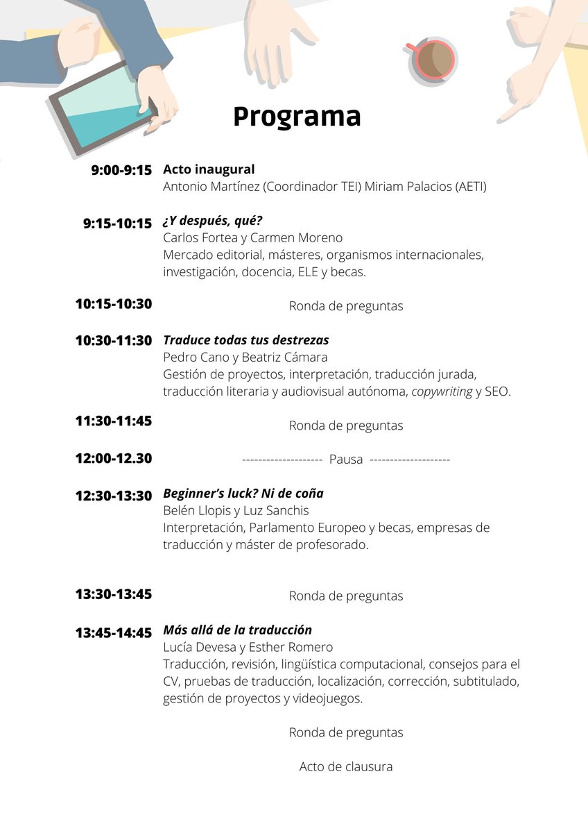 📢Alerta de nueva actividad📢
Llevamos mucho tiempo preparándola y por fin la podemos anunciar...
El jueves 2 de marzo, presencial y online, Jornada de orientación laboral: Hay vida después de la carrera
¡Apúntate en el enlace!
aetioficial.es/evento/jornada…