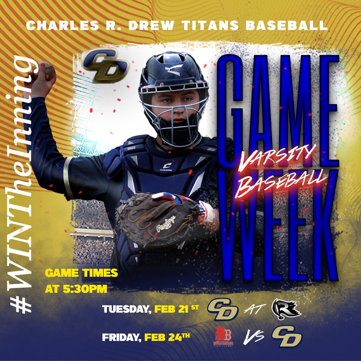 Two games scheduled this week...hope Mother Nature cooperates....
#TitanTough #WINTheInning