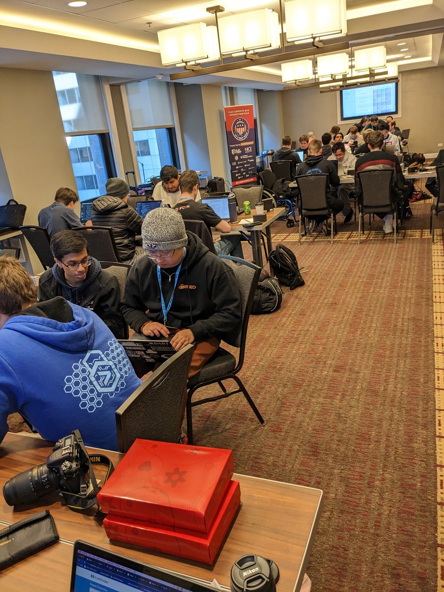 DrBHacking's tweet photo. Day 2: The Scrimmage

@MetaCTF set up an environment with 4 vulnerable services and we've split into 5 teams to practice attacking and defending. The team is looking good and having fun!

#GoUSCyberTeam https://t.co/KMvUKyNNmm