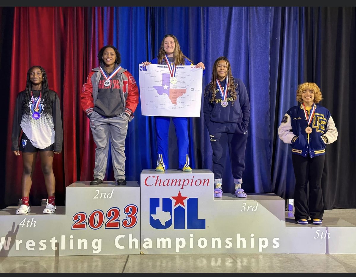 FrenshipSports's tweet photo. 🏆🥇STATE CHAMPION🥇🏆

With a 50-1 season, Frenship sr Audrey Lockhart is the UIL 6A Girls State Champion in her weight class. Her championship wins her a spot in Frenship school history as the 1st State Champion in the Frenship Wrestling program! 

Congratulations, Audrey! https://t.co/oLc2HolR4P