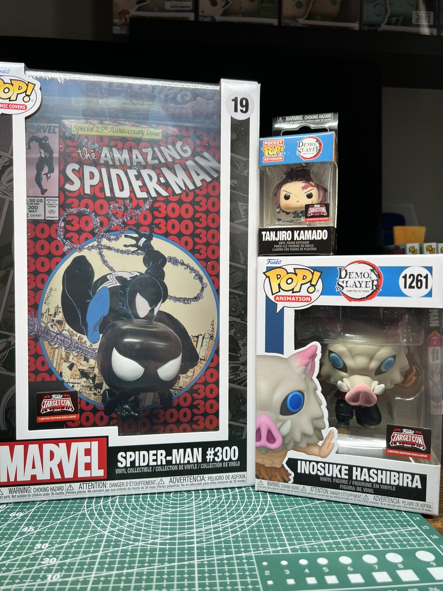 Grittypinstrips's tweet photo. Woke up this am wife said do you want to go to #target ? I said sure prob won’t beat the flippers… well I beat them 🤣 #TargetCon2023 successful! #funko @OriginalFunko #demonslayer #anime #marvel #spiderman https://t.co/uw0qGVC7S6