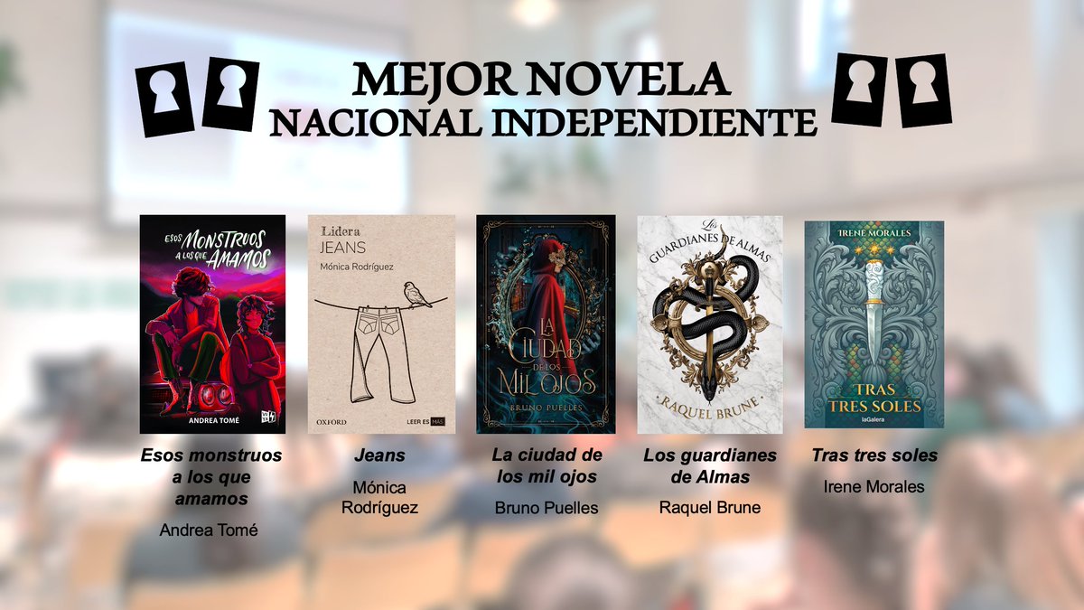 ¡Estos son los finalistas a Mejor novela nacional independiente de los #Templis2023! 🚘🏭🗝🖌👑
