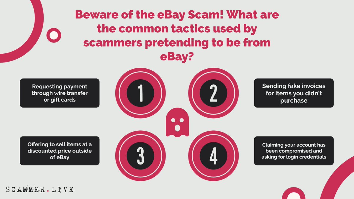 ScammerLive's tweet photo. Protect yourself from the eBay scam and keep your money and personal information safe. Scammers use common tactics to trick you into giving away sensitive information.
#ebay #ebayscam #onlinesecurity #fraudprevention https://t.co/7x3aujJCoV