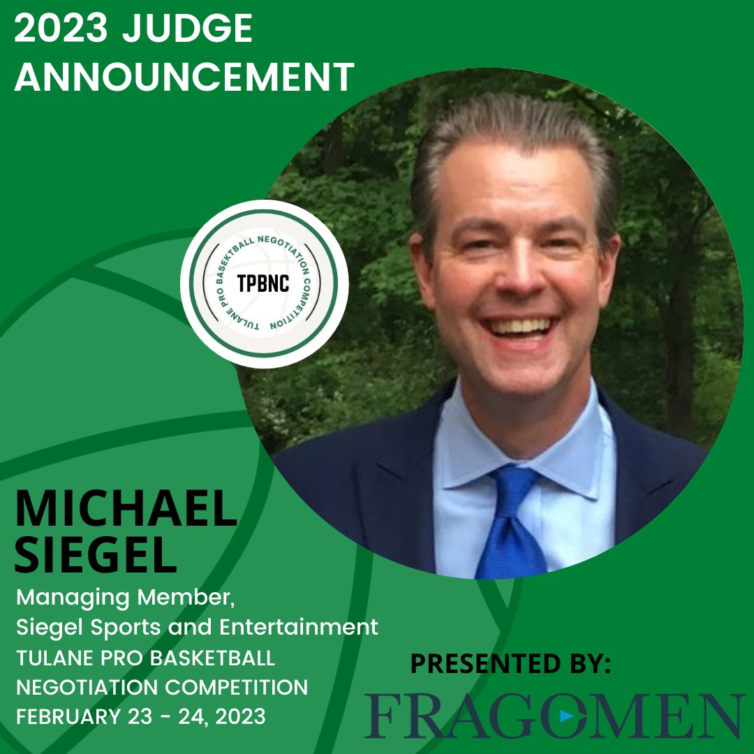 TulanePBNC's tweet photo. Next up, we have @SSEAgent of @SSEAgency! We are looking forward to having Michael back as a judge this year. #tpbnc @fragomen https://t.co/ImbgerqNJB