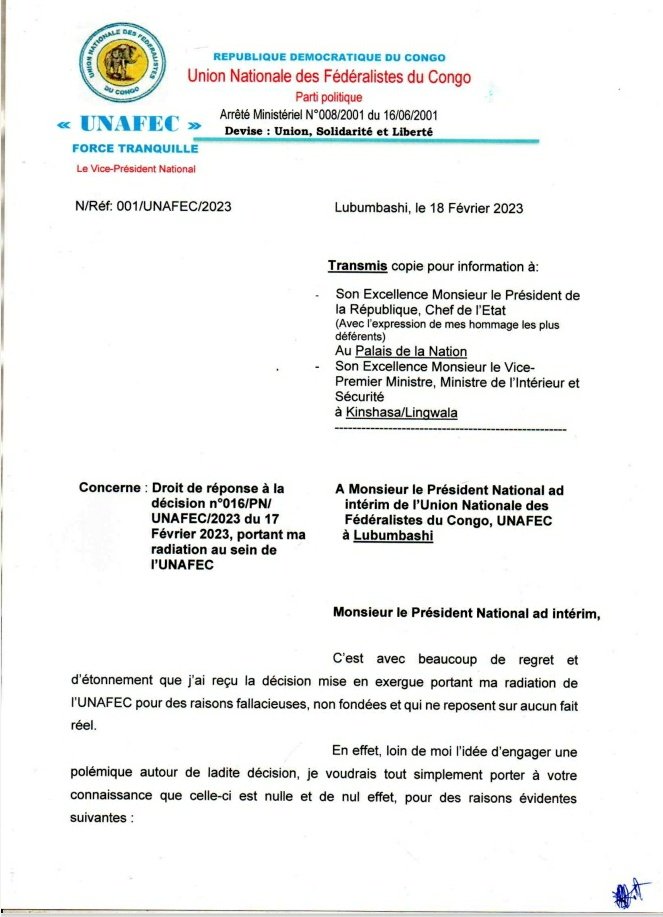 KiengeKki's tweet photo. Apres sa radiation de l'#UNAFC, Juvenal #Kitunga réagi 👇 https://t.co/y5F5ztgEum