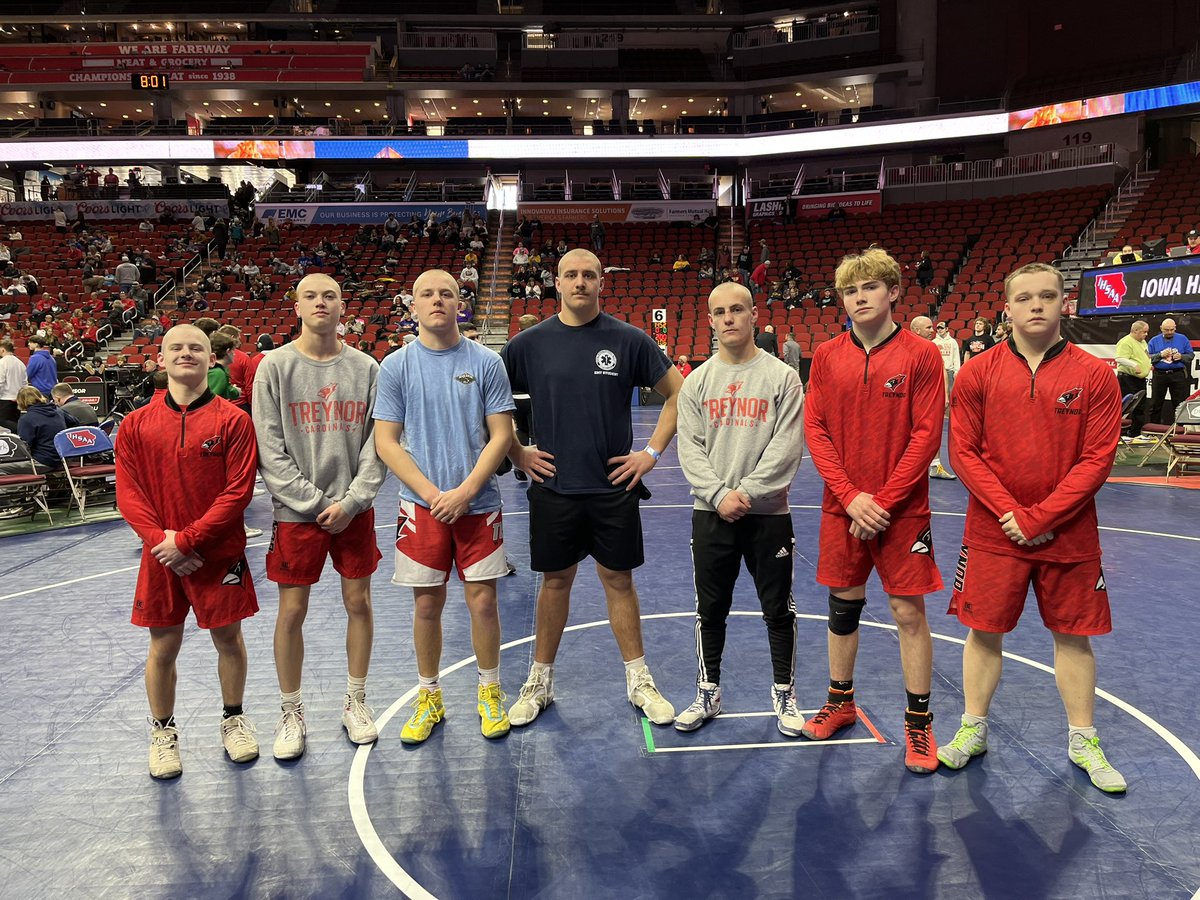TreynorWrestle's tweet photo. Wow-what a season. So proud of each of these guys that put in a lot of hard work this year-it paid off big time. They made Treynor history as the first team to win a district title and SMASH the record for state qualifiers. Congrats to all involved and thanks for the support. 🤼‍♂️ https://t.co/5ubIKNC6bo