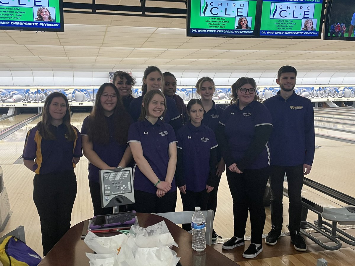 sja_bowling's tweet photo. 8 members of the SJA bowling team competed in the OHSAA Sectional Tournament yesterday at Wickliffe Lanes. The top three teams advanced to districts. In the end, SJA placed 4th, just 75 pins short of. Congratulations girls on making it so far and thanks for a great season! https://t.co/B5IDtp4ci0