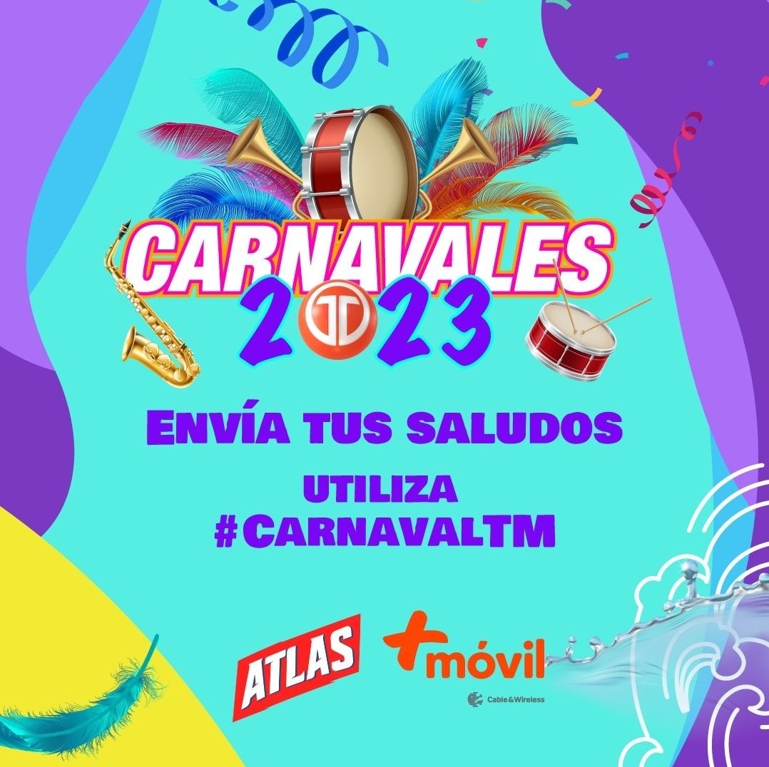 Telemetro's tweet photo. Envía tu saludo utilizando el #CARNAVALTM 
Gracias a @cervezaatlas @masmovilpanama 🎉 https://t.co/3CRk0lmVwW