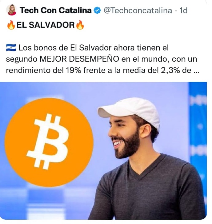 Esta estafadora es tan burra que cree q esto es una buena noticia para los bonos del salvador jajaja

Si hasta el 22/2/23 esta burra no ha borrado este post, regalare $20 usd a cada persona q comente, de like y de re-teew a mi publicación.
#Bitcoin
#BTC
#eth
#Binance
#shiba