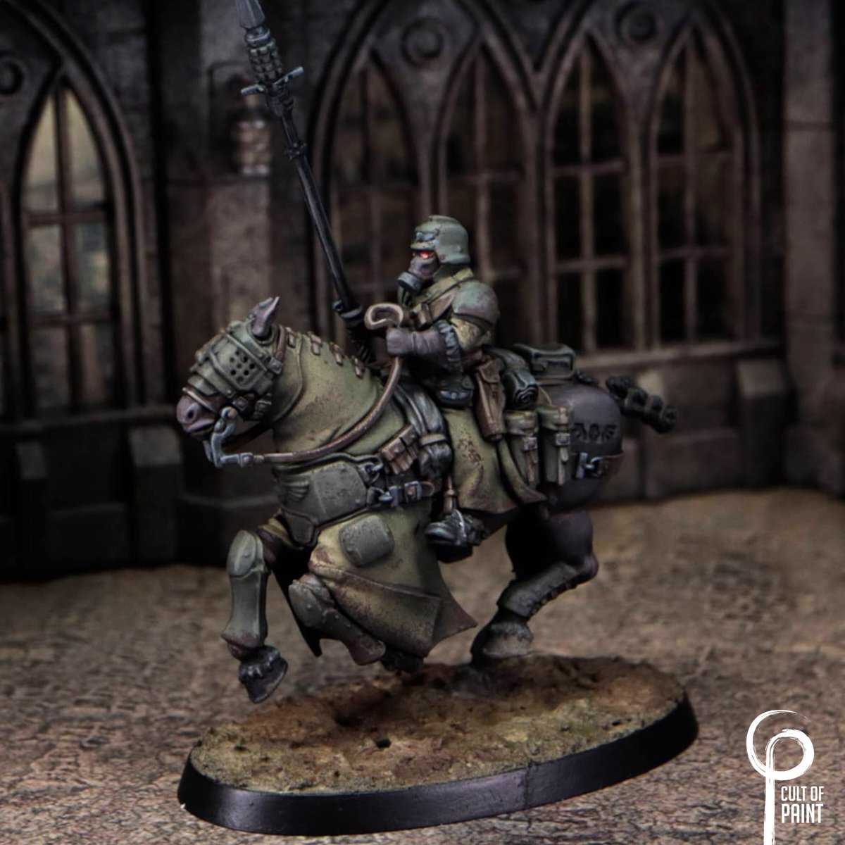 To say our commissions chief Ben has been desperate to do this conversion since we first saw the rough riders would be an understatement. Ride for ruin and the world’s ending!!! Death! #cultofpaint #deathkorpsofkrieg #ad #40k #paintingwarhammer #horsesoftwitter