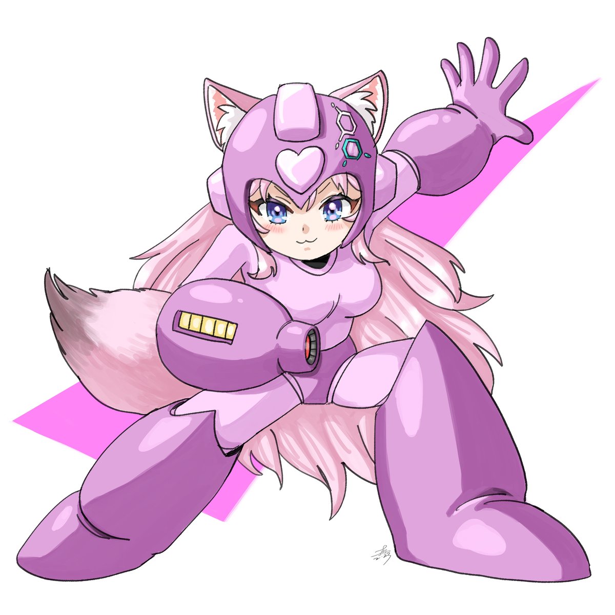 hakui koyori 1girl animal ears solo tail helmet cosplay pink hair  illustration images