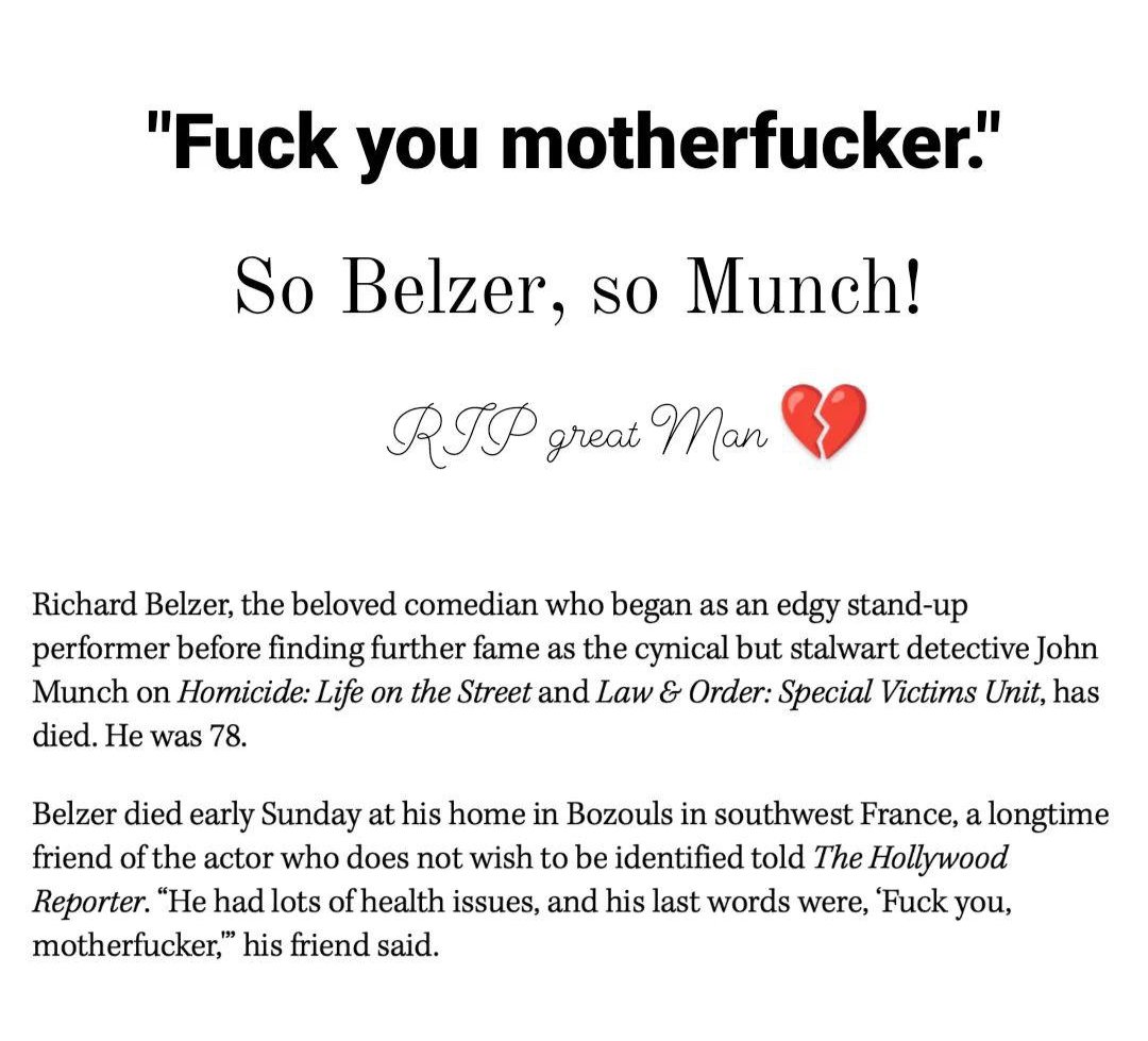 RIP💔🙏
#RichardBelzer #JohnMunch