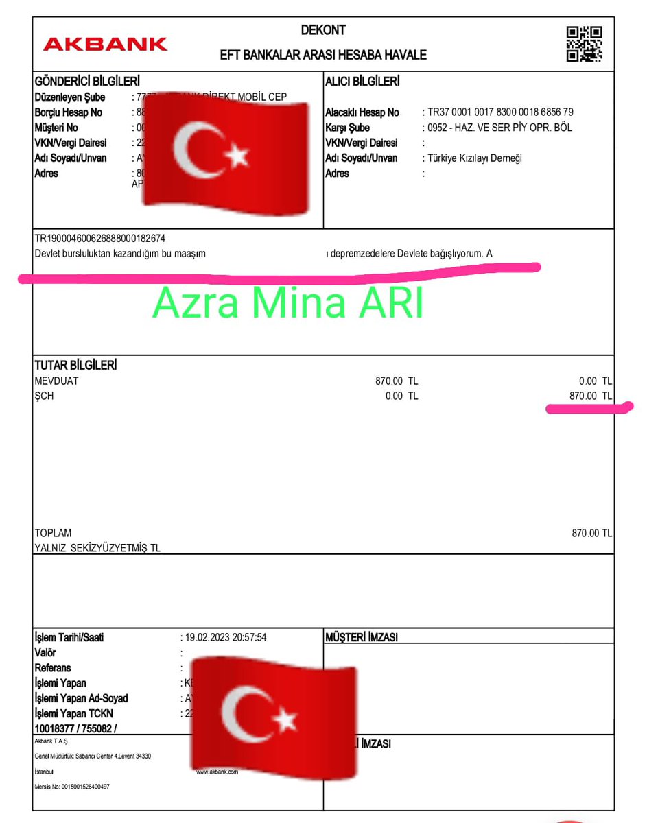 HÜSEYİN TALAY (@huseyin0147) on Twitter photo Devlet bursluluğunu kazanan Azra Mina ARI ( 11 yaşında 6. Sınıf ) yegenimizin almış olduğu 870 TL. Maaşını depremzelere aileleri için Kızılay'a bağışladı.
Allah razı olsun. Allah hayrını kabul etsin.
<a href="/drkerem/">Kerem Kınık</a> <a href="/Resat_Karaca01/">reşat karaca</a> <a href="/seyhankizilay/">SeyhanKızılay</a> <a href="/KzlaySeyhan/">Türk Kızılay Seyhan Şube</a> <a href="/kizilaykadin01/">Türk Kızılay Kadın-Seyhan</a> <a href="/Kizilay/">Türk Kızılay</a> Devlet bursluluğunu kazanan Azra Mina ARI ( 11 yaşında 6. Sınıf ) yegenimizin almış olduğu 870 TL. Maaşını depremzelere aileleri için Kızılay'a bağışladı.
Allah razı olsun. Allah hayrını kabul etsin.
<a href="/drkerem/">Kerem Kınık</a> <a href="/Resat_Karaca01/">reşat karaca</a> <a href="/seyhankizilay/">SeyhanKızılay</a> <a href="/KzlaySeyhan/">Türk Kızılay Seyhan Şube</a> <a href="/kizilaykadin01/">Türk Kızılay Kadın-Seyhan</a> <a href="/Kizilay/">Türk Kızılay</a>