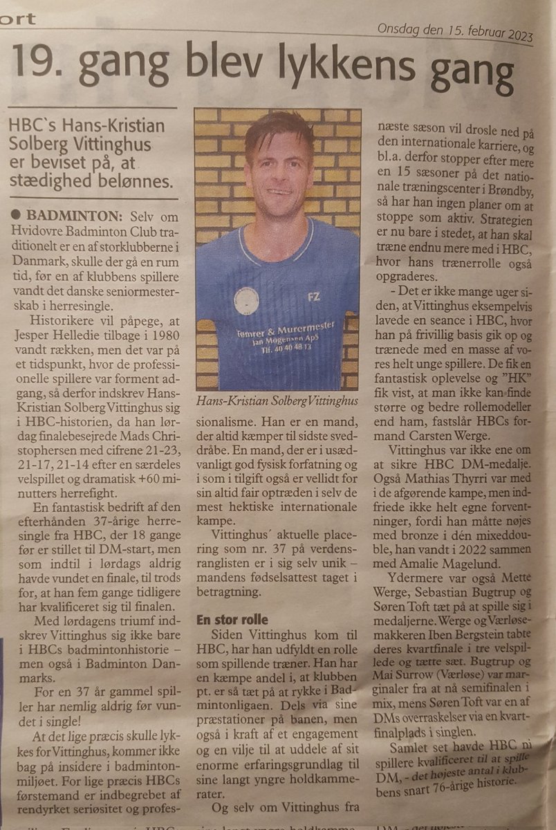 Jenstoudal's tweet photo. der findes vedholdenhed, og så findes der ham her der er stillet op til DM 19 gange, kommet til finalen 5 gange og endelig vandt 🍾
#dksport #hvidovre https://t.co/8Y3WqN9ON2