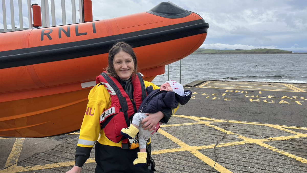 LargsRNLI's tweet photo. This afternoon at Largs @RNLI we had the pleasure of welcoming our newest future crew member, Freyja Holding.
Freyja’s mummy Jessica, is one of our volunteer lifeboat crew and along with daddy Ollie, the family visited the station during today’s training session.
#futurecrew https://t.co/EBUyBXCbMl