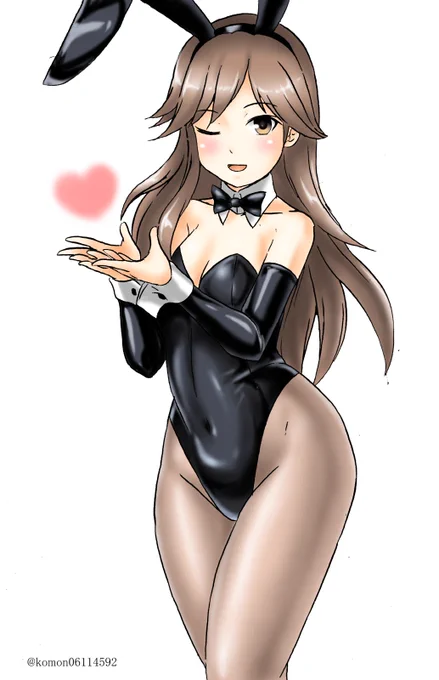 遅くなり申し訳ございません、荒潮をバニー姿で描きました。ワンフェスお疲れ様という気持ちも込めて#艦これ版深夜の真剣お絵描き60分一本勝負#艦これ版真剣お絵描き60分一本勝負_20230219#荒潮 