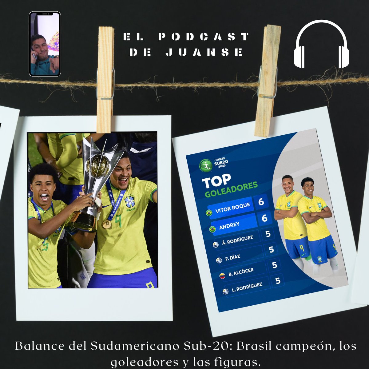 Nuevo capítulo de #ElPodcastDeJuanse 🎧

Lo mejor del #SudamericanoSub20 ⚽: Brasil 🇧🇷 campeón y hablamos con sus figuras. 

➡️ Uruguay 🇺🇾 y sus grandes valores. 

➡️ Colombia 🇨🇴 y lo que viene:¿Estarán Aprilla y Durán en el mundial? 

🔗 spoti.fi/3IBvn0n