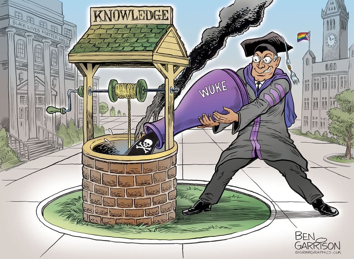 ScavinosShadow's tweet photo. #BenGarrison Cartoon- Poisoning the Well of Knowledge
When woke policies take over an institution, destruction inevitably follows.
#GrrrGraphics @GrrrGraphics
(https://t.co/CeEz0C78Xc) https://t.co/8UWaszJYsY