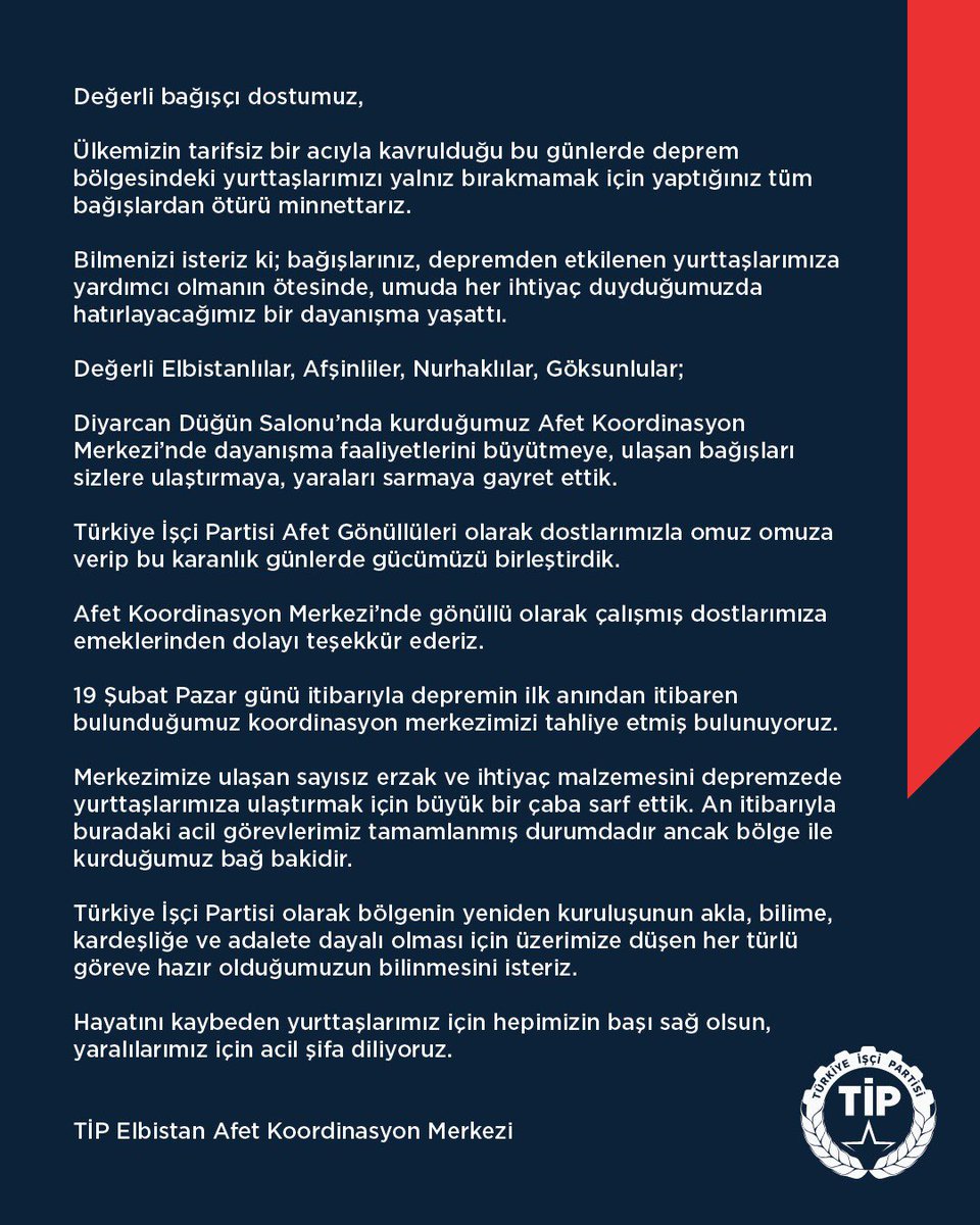 Aklımız, yüreğimiz Elbistan’da.