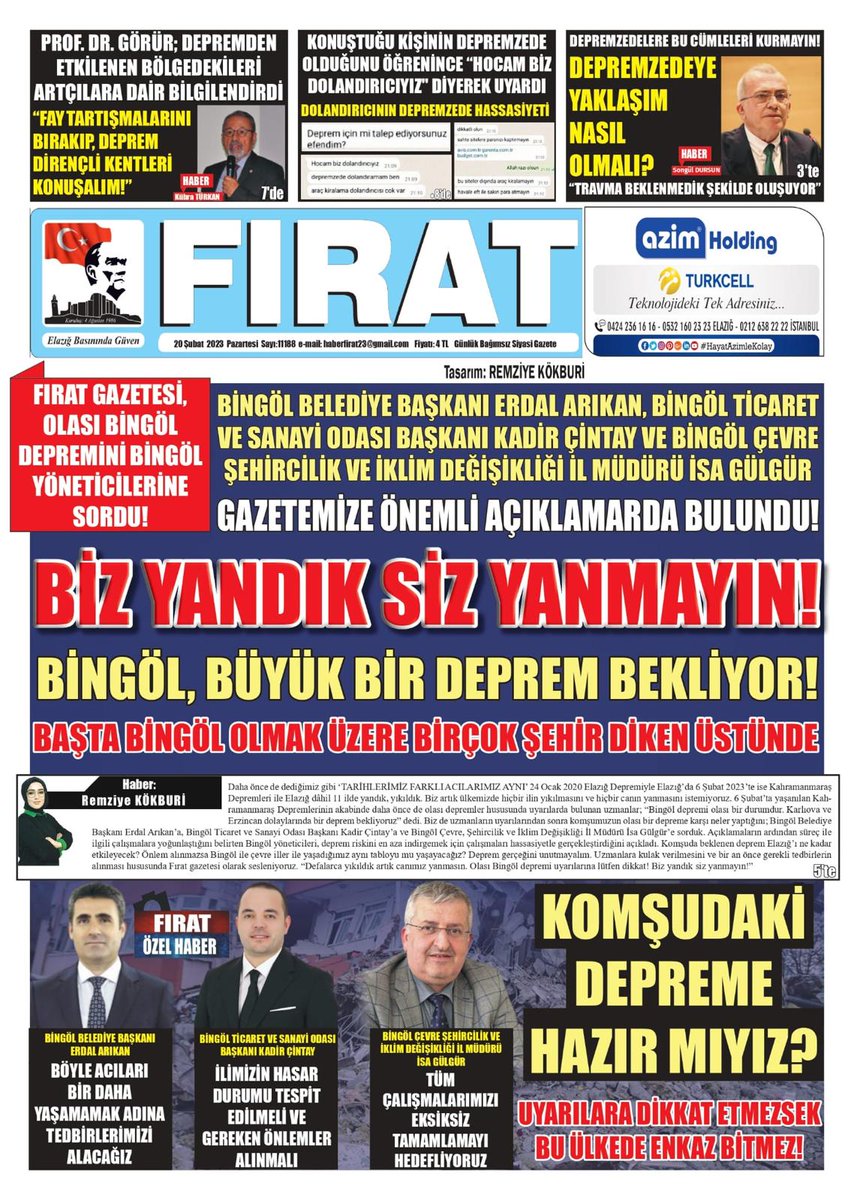 Ardam12's tweet photo. Değerli abim Elazığ Gazeteciler Cemiyeti Başkanı Semih Erdem abimin sahibi olduğu @Firatgazetesi23 gazetesinin ilimize gösterdiği hassasiyetten dolayı teşekkür ederim.

#bingölafetbölgesiilanedilsin https://t.co/7s8L5NScNI