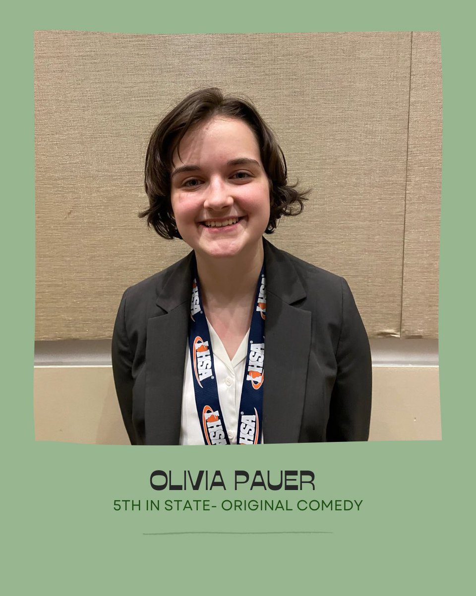 Olivia Pauer (jr.) placed 5th in Original Comedy at the <a href="/IHSA_IL/">Illinois High School Association #IHSA</a> State speech competition yesterday in Peoria. We’re so proud of all of her hard work this season!