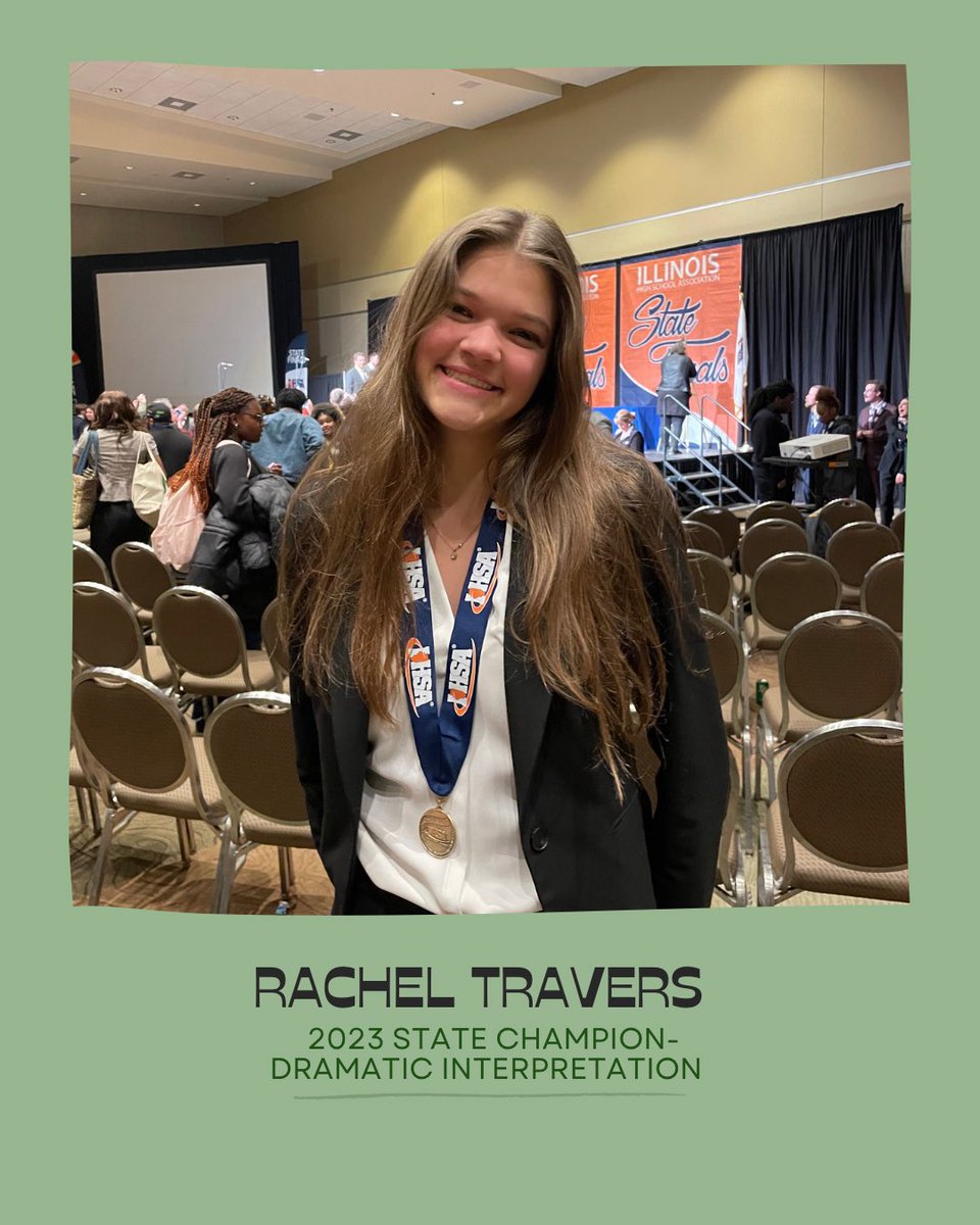 Rachel Travers (sr.) was the State Champion in Dramatic Interpretation at the <a href="/IHSA_IL/">Illinois High School Association #IHSA</a> State speech competition in Peoria yesterday. She wowed everyone with her talent and poise. We’re so proud to have her up on stage representing our school! Congrats, Rachel!