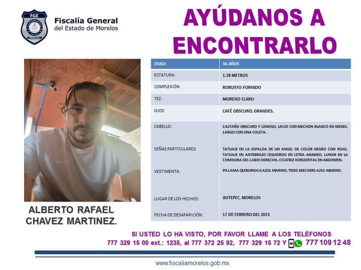 GuillermoCinta's tweet photo. Vamos a colaborar compartiendo. Alberto Rafael Chávez Martínez no aparece. Dale retuit por favor.
#Cuernavaca #Morelos #Jiutepec @Fiscalia_Mor @CES_Morelos https://t.co/ttRj2a7i0b
