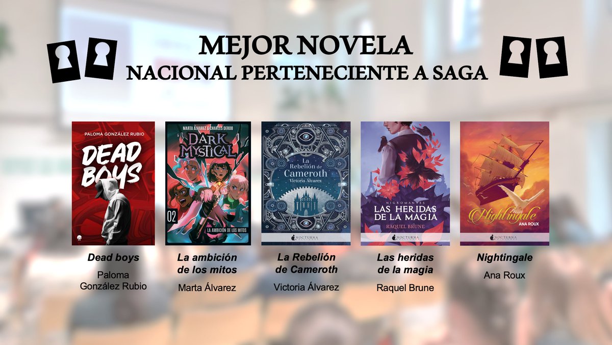 ¡Estos son los finalistas a Mejor novela nacional perteneciente a saga de los #Templis2023! 😵🕯🕌💀🪶