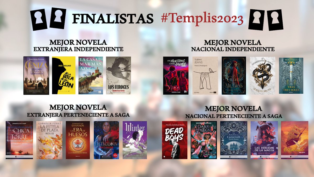 📚🏆Estas son las novelas finalistas a los #Templis2023 🏆📚

¡¡Enhorabuena a todos!! 🎉🎉🎉