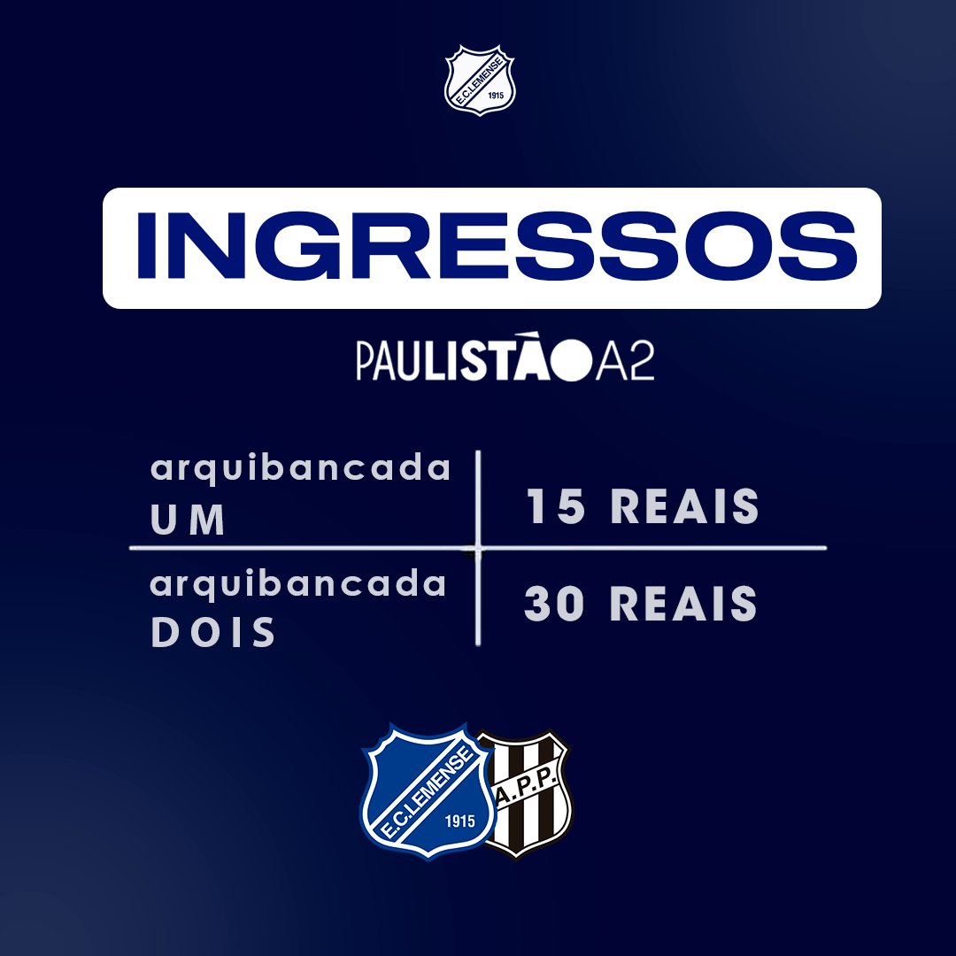 Lemense's tweet photo. Pontos de venda

Secretaria do clube - portão 12
Av. Joaquim Lopes Aguila, 13, Vila São João
Das 11h às 18h

A. Salvador Guedes Móveis 
Av. Dr. Eurico Arrais Serodio, 20
Das 7h às 18h

Zetinho Materiais para Construção
Av. Sete de Setembro, 1465, Vila Sumare
Das 7h às 18h https://t.co/Z8Fr7Ns1mt