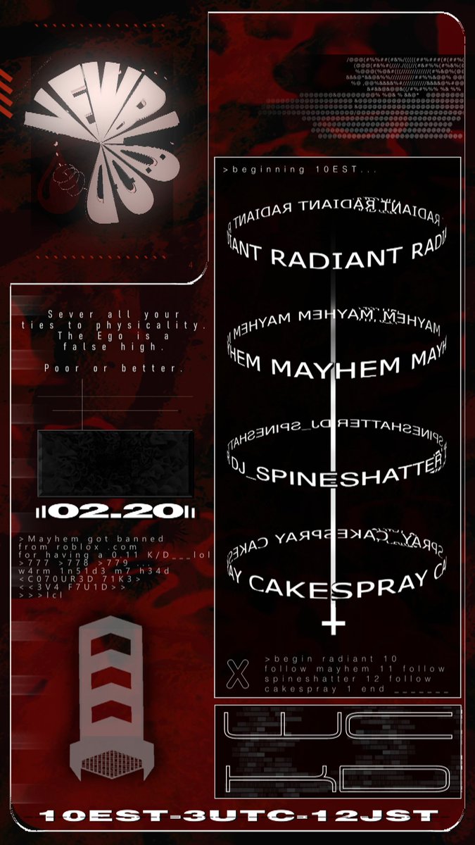 | New Blood Night Vol. 2 |
Feb 20th @ 10pm EST

Featuring:
<a href="/Mayhemchann/">mayhemchan.bsky.social</a> 
@RadiantTable 
@DJ_SPINESHATTER 
<a href="/cakespray/">cakespray</a>