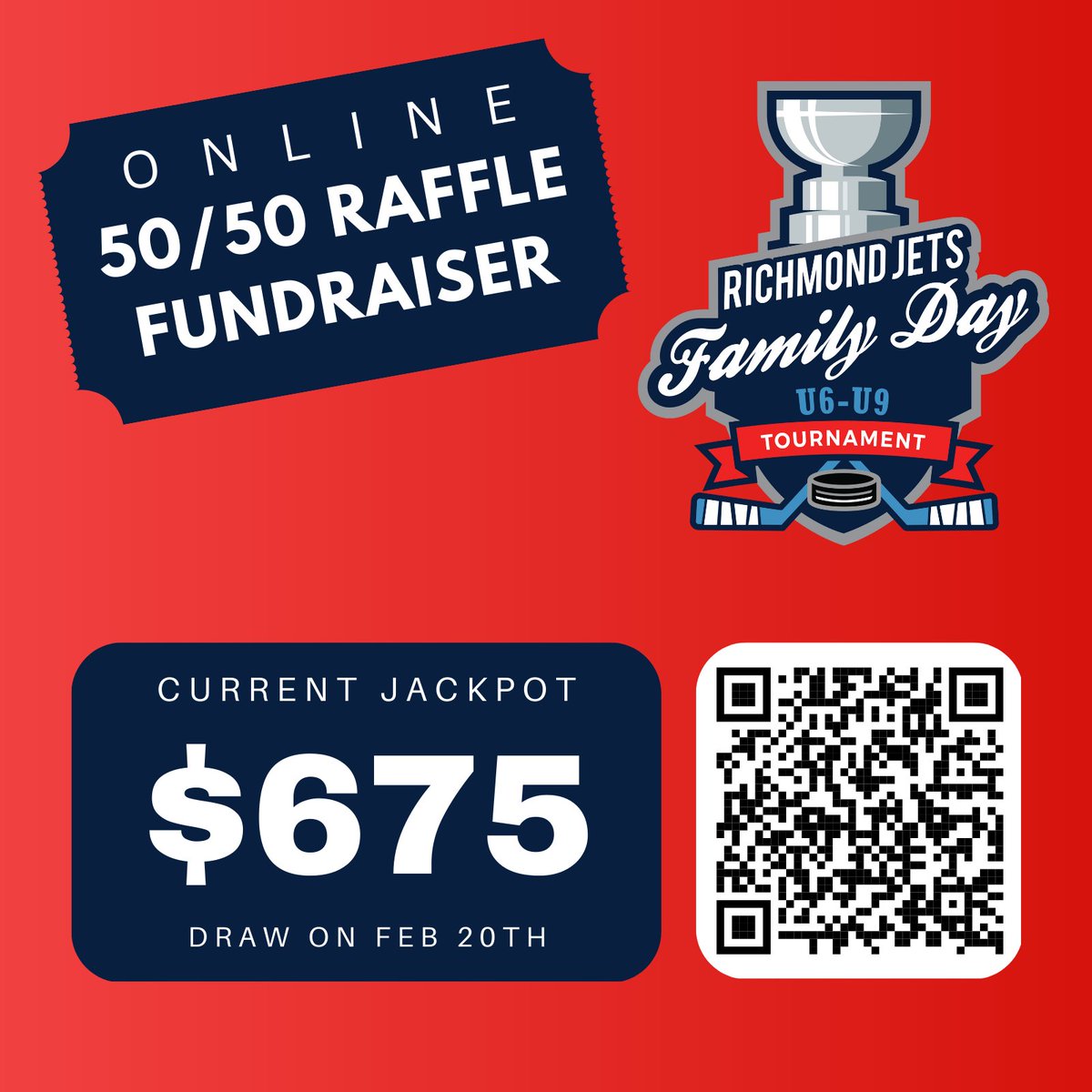 🎉🎉 The jackpot for our 50/50 raffle is now at $675! That's enough to buy 67 inflatable unicorn pool floats. 🦄💦 Don't miss your chance to win big and support a great cause! #Jackpot #5050Raffle #UnicornDreams 🌈💰 #JetsFamilyDayTournament #PCAHA