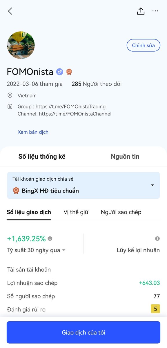 Spot hay future gì cân hết.
Anh em muốn chơi future thì nhắn tin t.me/Ltnghia96 nhé.

Airdrop 200$ cho 20 anh em follow mình và retweet bài này nhé! Tí lộc từ lãi future.
Comment ví bep20 bên dưới nha.