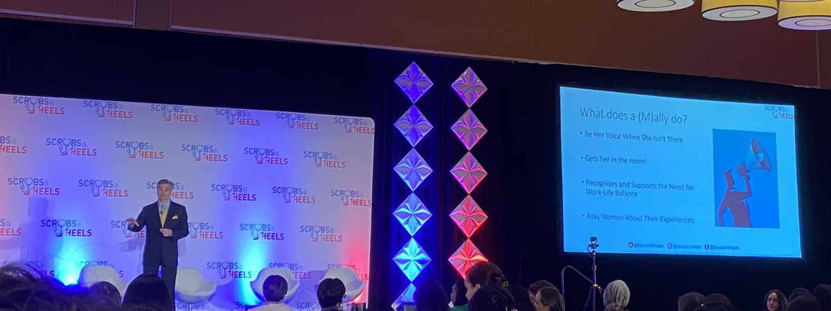 (M)ally Mindset: 
🙋🏽‍♂️Find ways to support & DO IT
🧏🏿‍♂️Listen to the female experience 
📣Speak up for inclusivity
🛑Stop the “Manel” panel of all men
🎤Be her voice when she isn’t in the room 
🏆Nominate her to join the room
🏡Allyship starts @ home! 
#He4She @EBGIdoc @ScrubsNHeels