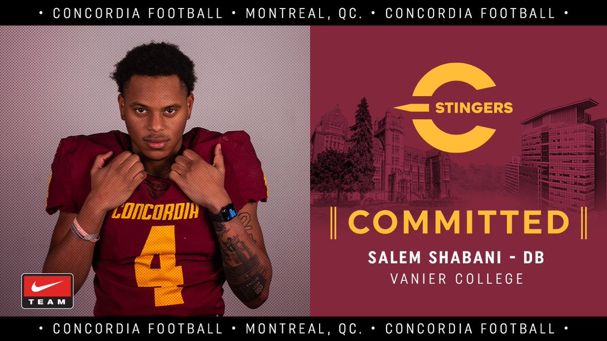 Concordia_FB's tweet photo. Please welcome Salem Shabani, DB from Vanier College, who has committed for the 2023 season!

#CUfootball #CUstingers https://t.co/IotLPrWOVm