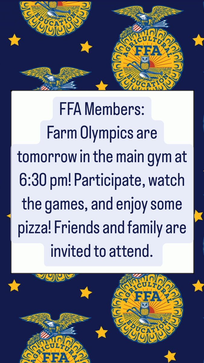 ffa_oakhill's tweet photo. Info for tomorrow’s FFA Week activities! https://t.co/aKH1tmzYME